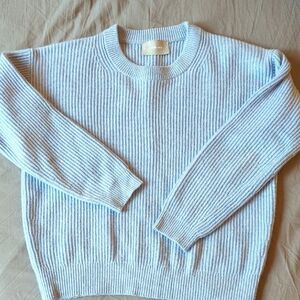 Everlane Rib Round Crew Cashmere Sweater In Pale Blue Heather